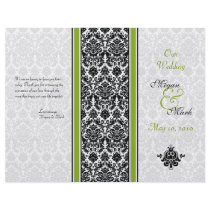 Green and Black Damask Wedding Program Flyer