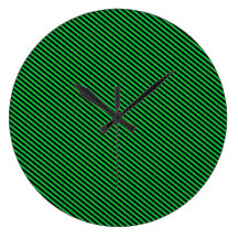 Green and Black Diagonal Stripes Clock