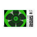 green and black flower stamps