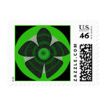 green and black flower stamps