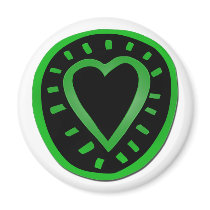 Green and black Heart -1- magnets