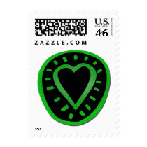 Green and black Heart -1- postage