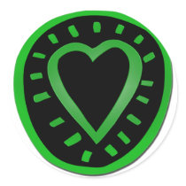Green and black Heart -1- stickers