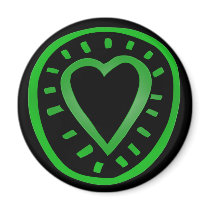 Green and black Heart -2- magnets