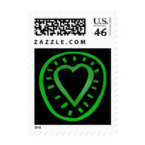 Green and black Heart -2- postage