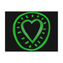 Green and black Heart -2- postcards