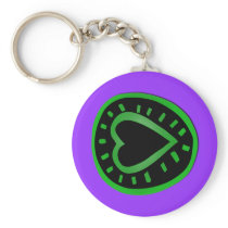 Green and black Heart -3- keychains