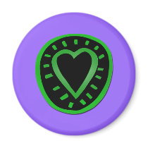 Green and black Heart -3- magnets