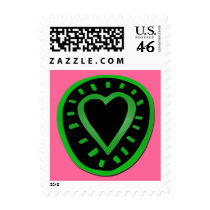 Green and black Heart -3- postage