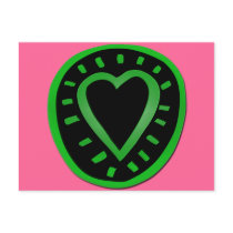 Green and black Heart -3- postcards