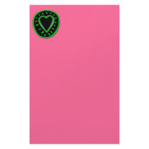 Green and black Heart -3- stationery