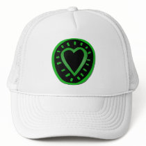 Green and black Heart hats