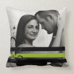 Green and Black Photo Engagement Throw Pillow