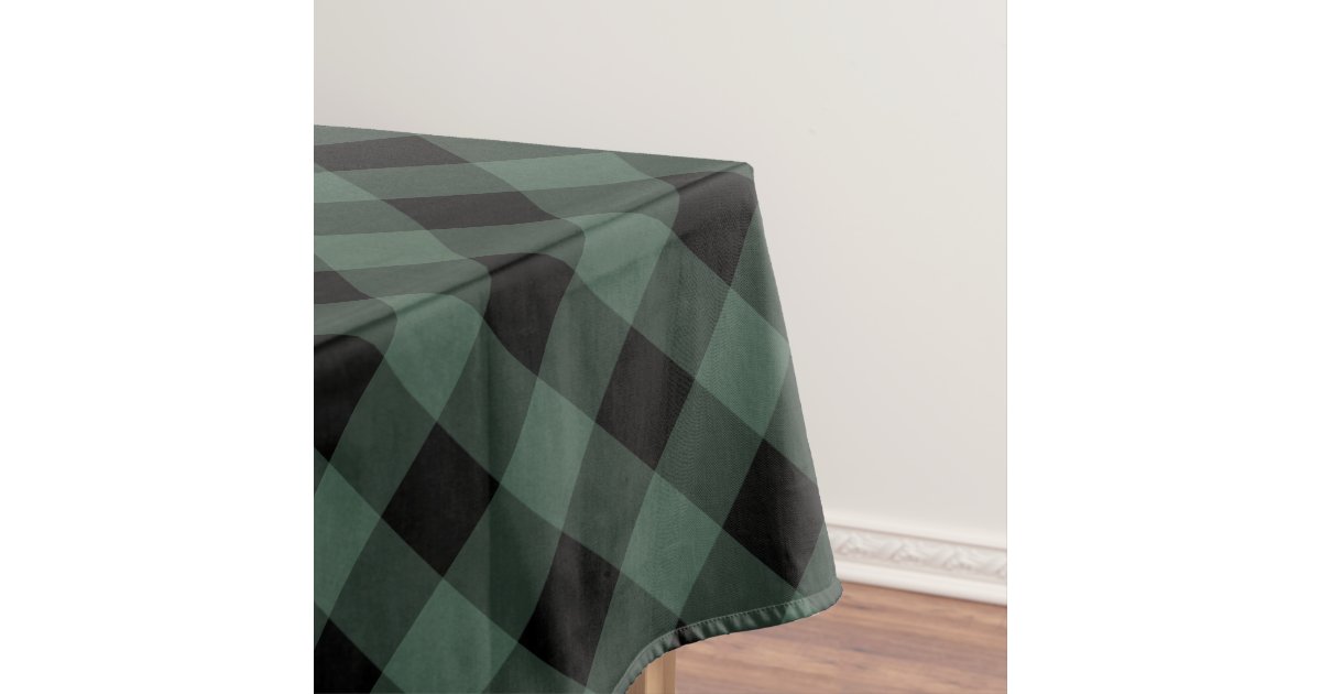 Green and Black Plaid Tablecloth Zazzle