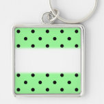 Green and Black Polka Dot Pattern. Keychains