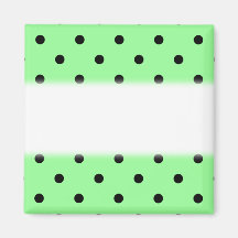 Green and Black Polka Dot Pattern. Refrigerator Magnet