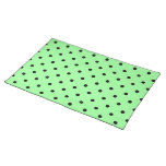Green and Black Polka Dot Pattern. Place Mats