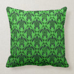 Green and Black Sea Turtle Pattern Pillow