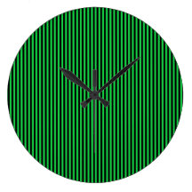 Green and Black Stripes Wall Clock