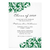 Green and Black Swirl Graduation Announcement invitations