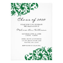 Green and Black Swirl Graduation Announcement