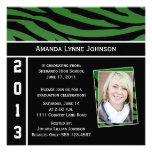 Green and Black Zebra Print Graduation Invitation