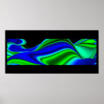 green and blue abstract on black print