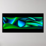 green and blue abstract on black print