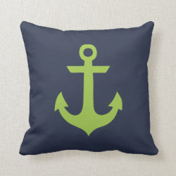Green and Blue Anchor Pillow