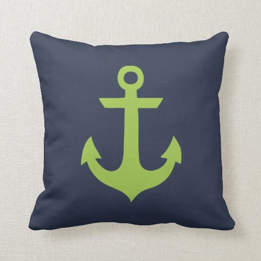 Green and Blue Anchor Throw Pillow Zazzle