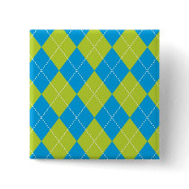 Green and Blue Argyle Pattern Pinback Buttons