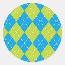 Green and Blue Argyle Pattern Sticker