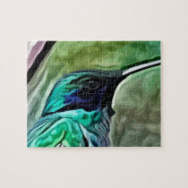 Green and blue bird painting puzzles