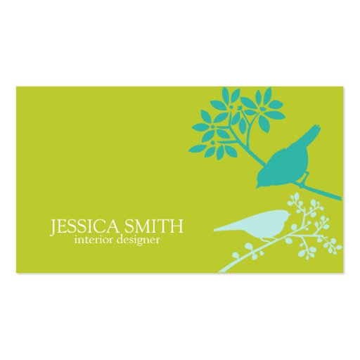 Green and Blue Birds Business Cards (front side)
