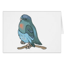 green and blue budgie bird card