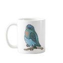 green and blue budgie bird mugs