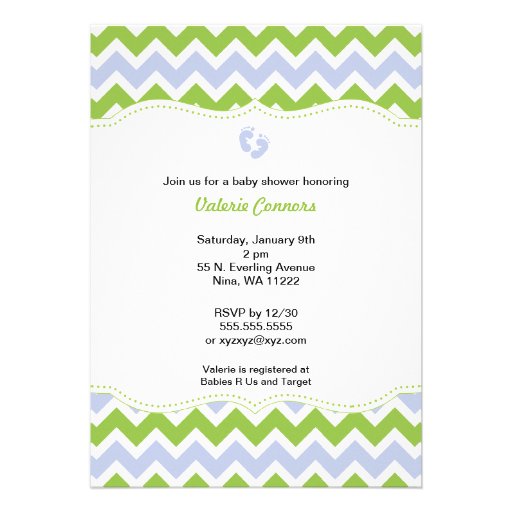 Green and Blue Chevron Baby Shower Invite