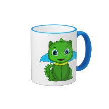 Green And Blue Chibi Dragon Coffee Mug