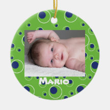Green and Blue Circles Dot Custom Pattern Oranment Ornaments