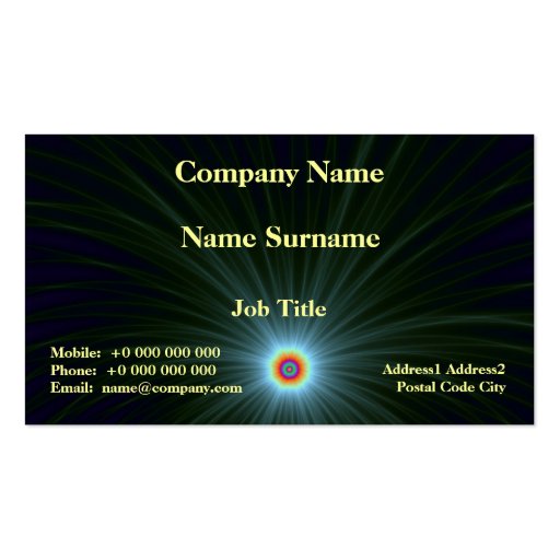 Green and Blue Color Explosion Business Card Template (front side)