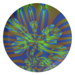 Green and Blue Colorful Abstract Stripes Pattern Party Plates