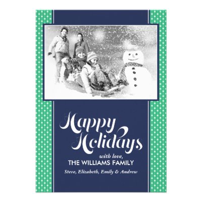 Green and Blue Dotted Lines Custom Holiday Cards