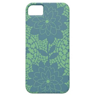 green and blue floral lattice pattern