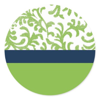 Green and Blue Floral Pattern Round Sticker