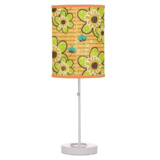 Green and Blue Flowers Love Table Lamp
