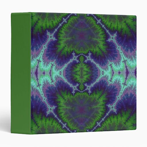 Green and Blue Fractal 3 Ring Binder