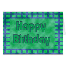 green and blue Happy Birthday Greeting Card