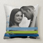 Green and Blue Photo Engagement Throw Pillows