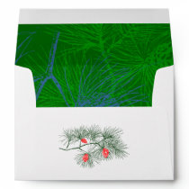 Green and Blue Pine Branch Lined Envelopes envelopes