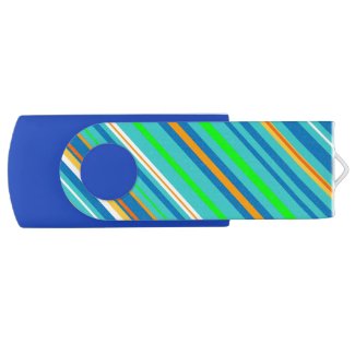 Green and Blue Stripes USB 2.0 Flash Drive